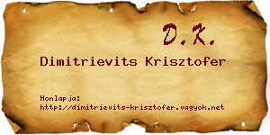 Dimitrievits Krisztofer névjegykártya